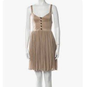 Burberry Tan Pleated Tan Midi Dress